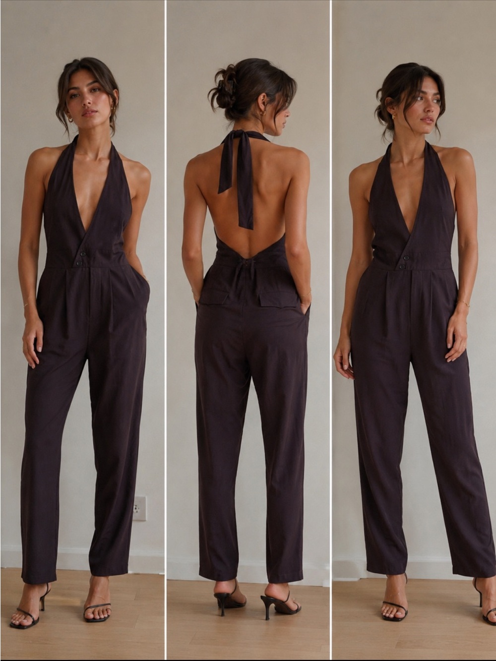 Halter Neck Jumpsuit in grey